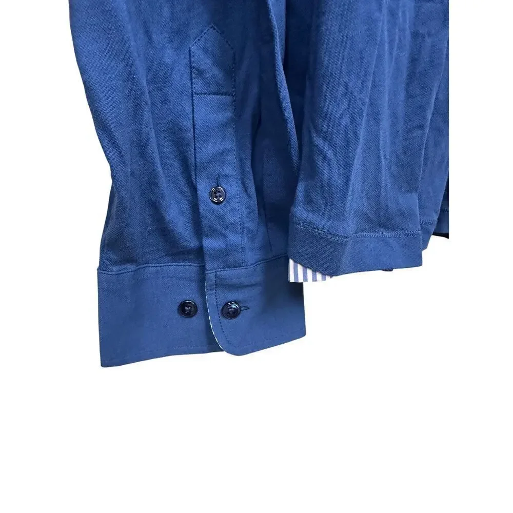 NWT Faconnable XXL Royal Blue Long Sleeve Collared Polo Shirt Golf Preppy Gift